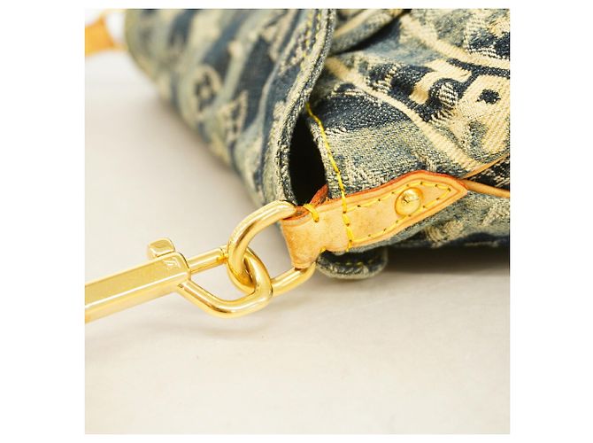 Borsa Louis Vuitton Monogram Denim Mini Pleated Raye Blu - vista 6