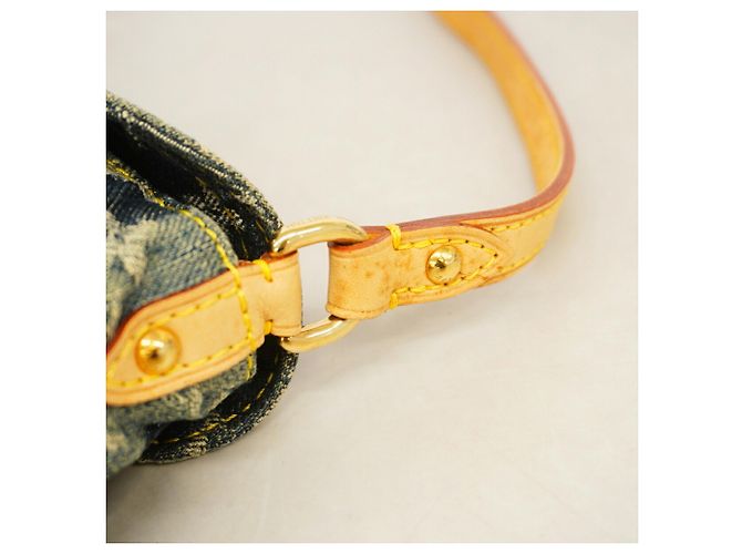 Borsa Louis Vuitton Monogram Denim Mini Pleated Raye Blu - vista 7