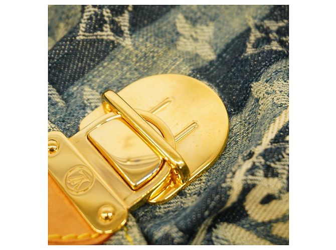 Borsa Louis Vuitton Monogram Denim Mini Pleated Raye Blu - vista 9