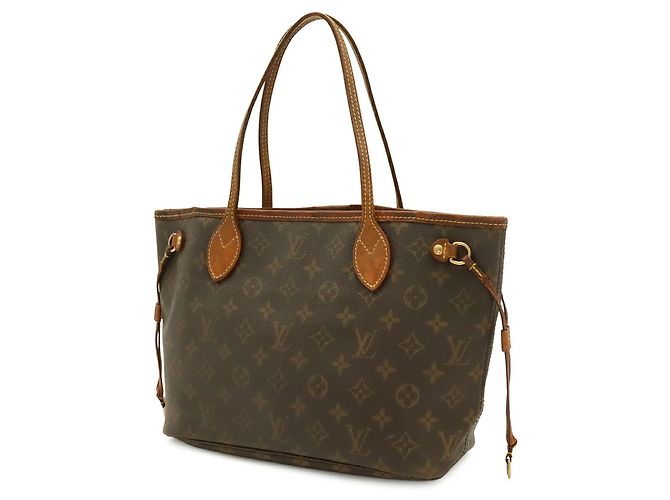 Borsa Tote Louis Vuitton Monogram Neverfull PM Marrone Bianco Monogramma - vista 3