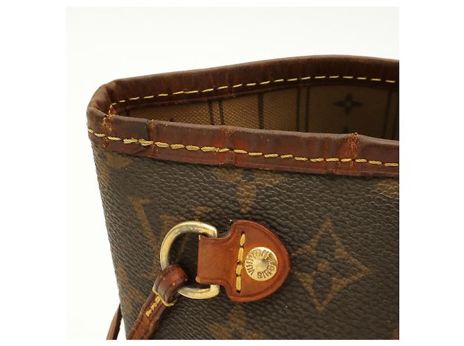 Borsa Tote Louis Vuitton Monogram Neverfull PM Marrone Bianco Monogramma - vista 5