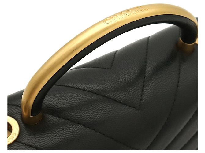 Chanel V-stitch Coco Mark Handtasche Schwarz - Ansicht 5