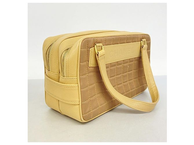 Borsa in tela Chanel beige e marrone - vista 2