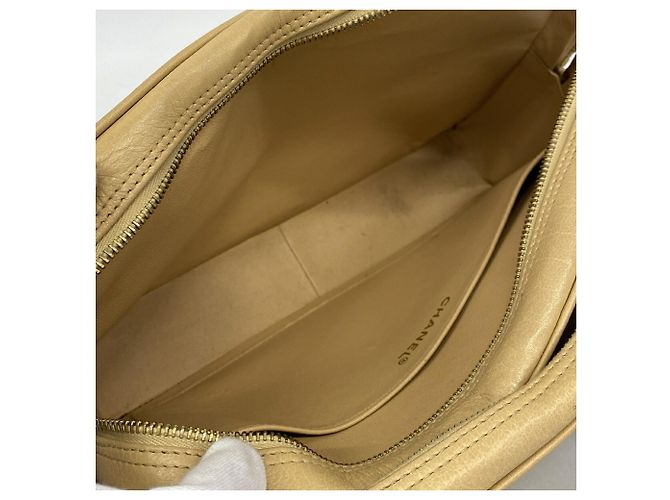 Borsa in tela Chanel beige e marrone - vista 4