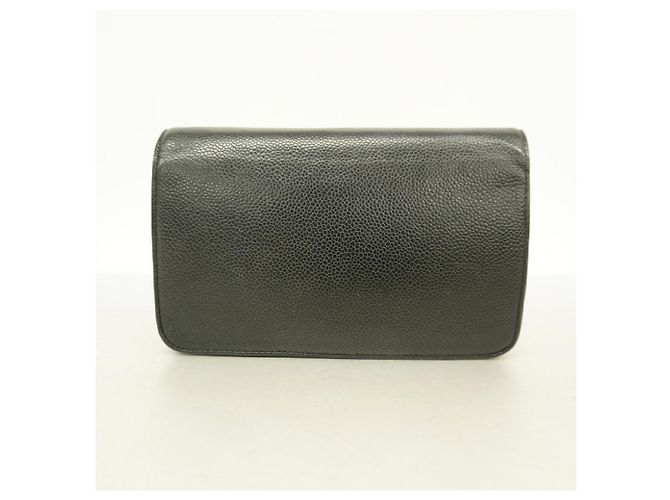 Cartera de hombro con cadena Chanel en piel de becerro granulada negra Negro - vista 10