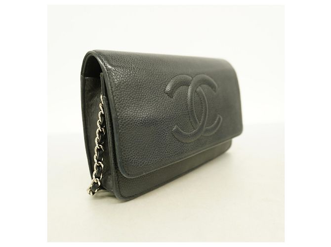 Cartera de hombro con cadena Chanel en piel de becerro granulada negra Negro - vista 2