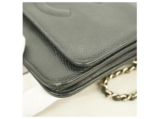Cartera de hombro con cadena Chanel en piel de becerro granulada negra Negro - vista 7