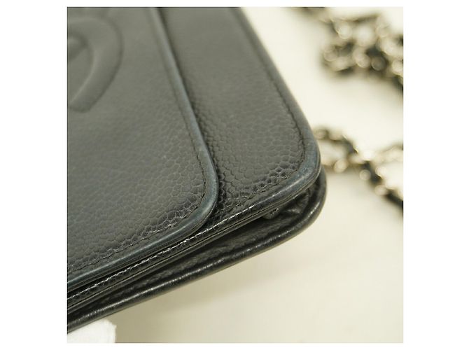 Cartera de hombro con cadena Chanel en piel de becerro granulada negra Negro - vista 8