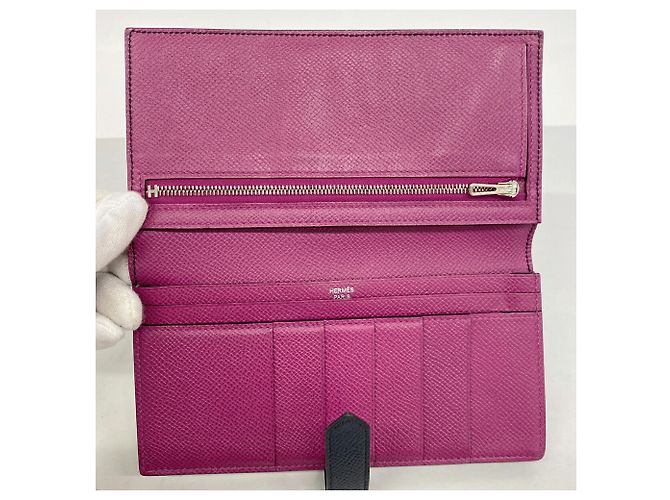 Hermès Portafoglio lungo Hermes Bearn Soufflet Verso Blu Porpora - vista 3