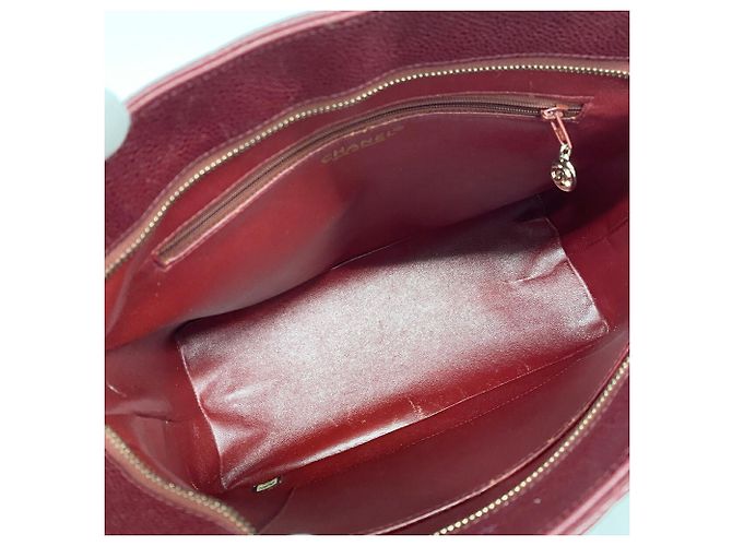 Borsa Tote Chanel in vitello granulato Bordeaux Bordò - vista 4