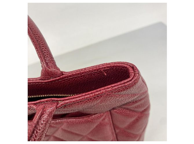 Borsa Tote Chanel in vitello granulato Bordeaux Bordò - vista 8