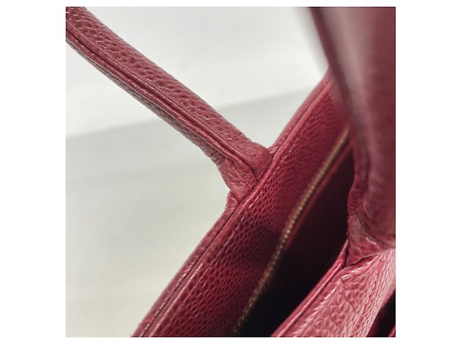 Borsa Tote Chanel in vitello granulato Bordeaux Bordò - vista 9