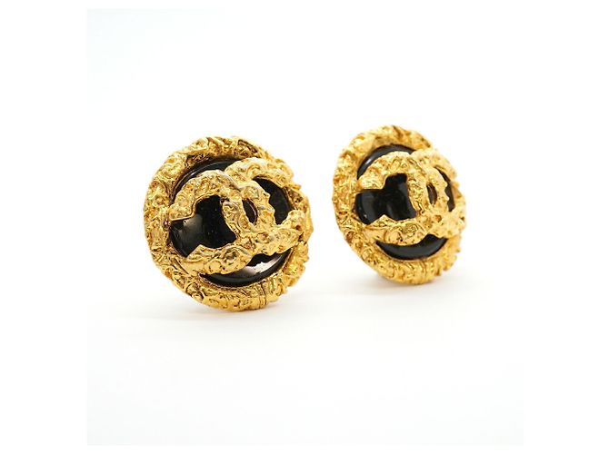 Orecchini a clip Chanel Coco Mark Circle Nero D'oro - vista 2