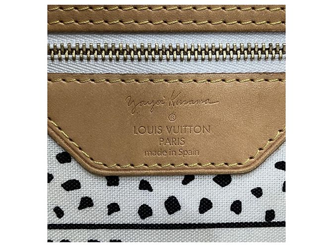 Borsa Tote Louis Vuitton x Yayoi Kusama Collaboration Neverfull MM Marrone Bianco - vista 4