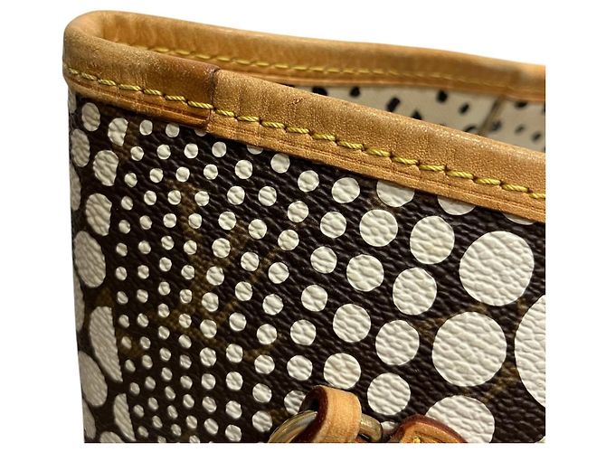 Borsa Tote Louis Vuitton x Yayoi Kusama Collaboration Neverfull MM Marrone Bianco - vista 7