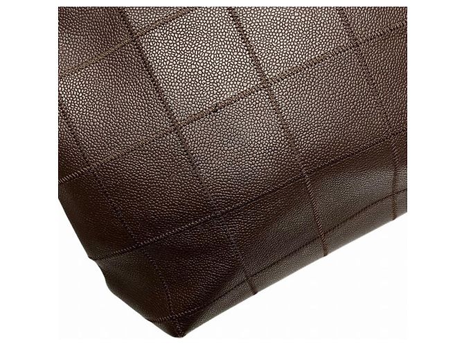 Borsa Tote Chanel in pelle di vitello martellata marrone - vista 7