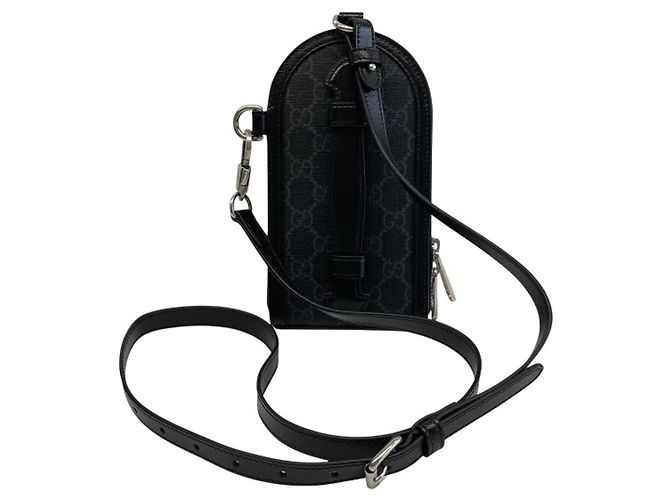 Borsa a tracolla Gucci in tela GG Supreme e pelle Nero - vista 2