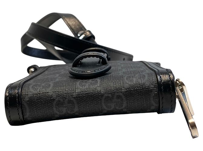 Borsa a tracolla Gucci in tela GG Supreme e pelle Nero - vista 3
