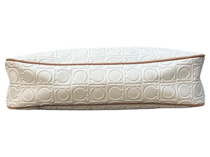 Gancini Borsa a tracolla in pelle avorio Salvatore Ferragamo Crudo - vista 3