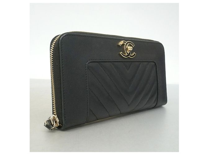 Mademoiselle Chanel V-Stitch Langbeutel Schwarz - Ansicht 2
