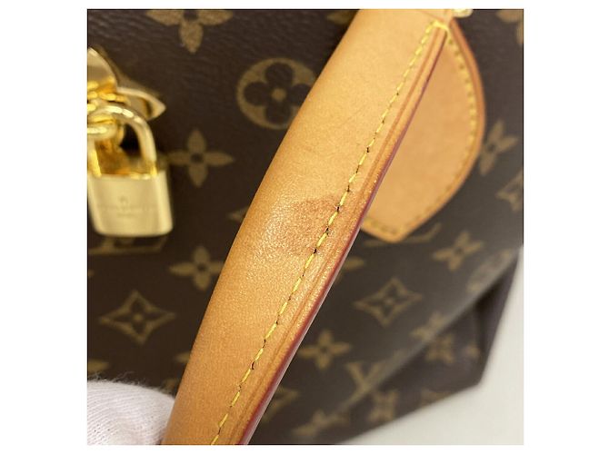 Borsa Louis Vuitton Monogram Flower Zipped Tote MM Marrone - vista 11