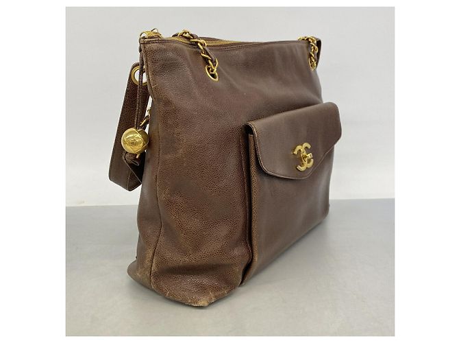 Borsa Tote Chanel in vitello granulato marrone - vista 2