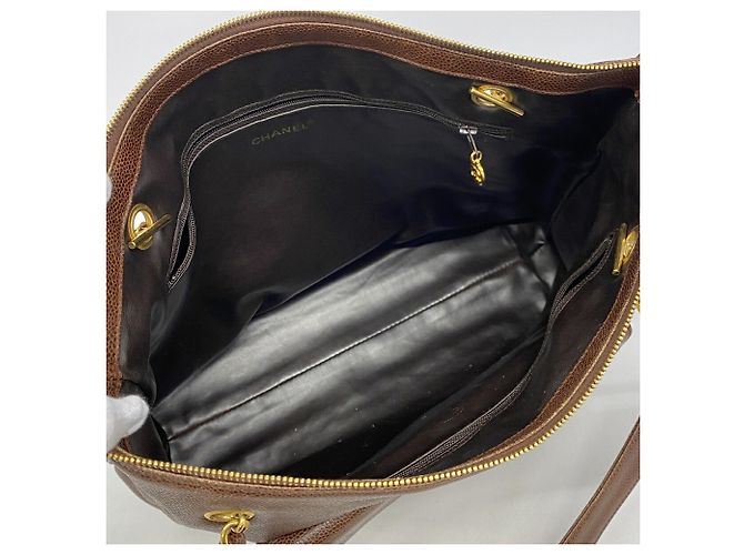 Borsa Tote Chanel in vitello granulato marrone - vista 4