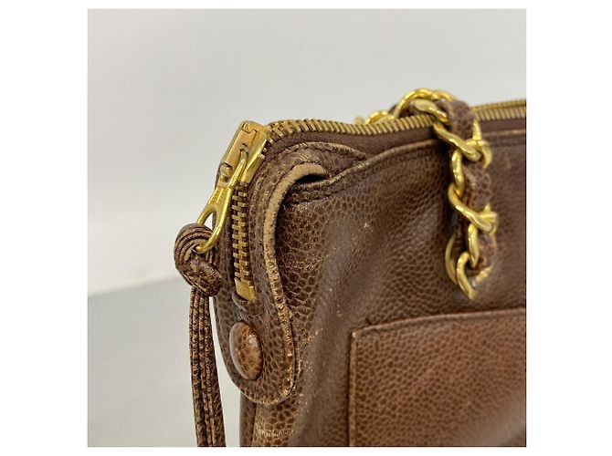 Borsa Tote Chanel in vitello granulato marrone - vista 7