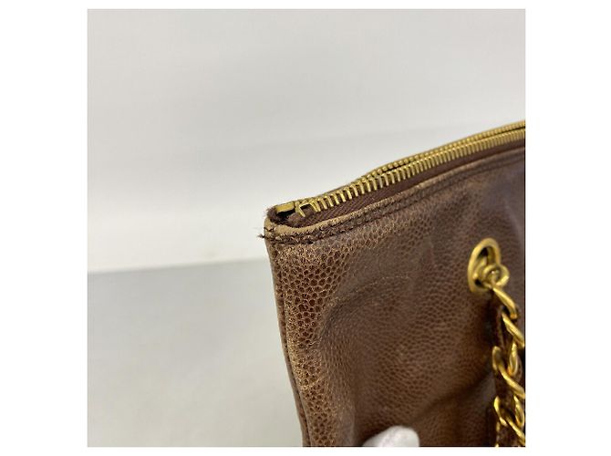 Borsa Tote Chanel in vitello granulato marrone - vista 9