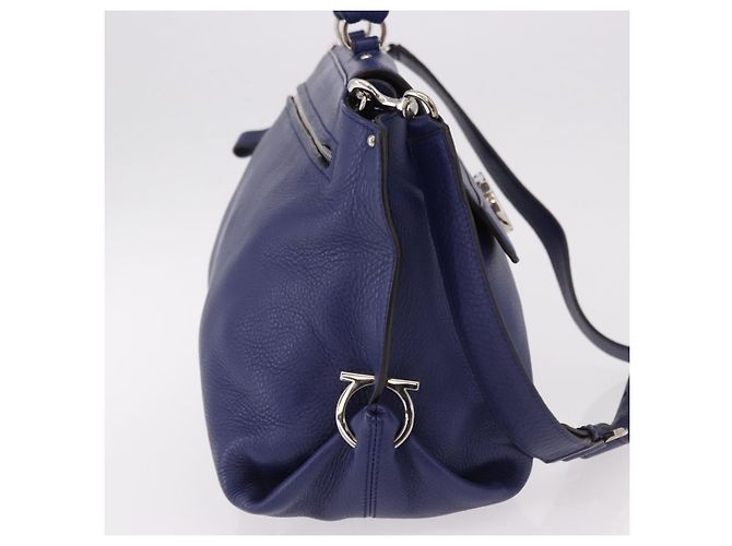 Salvatore Ferragamo Sofia Satchel Leather Medium Blu - vista 4