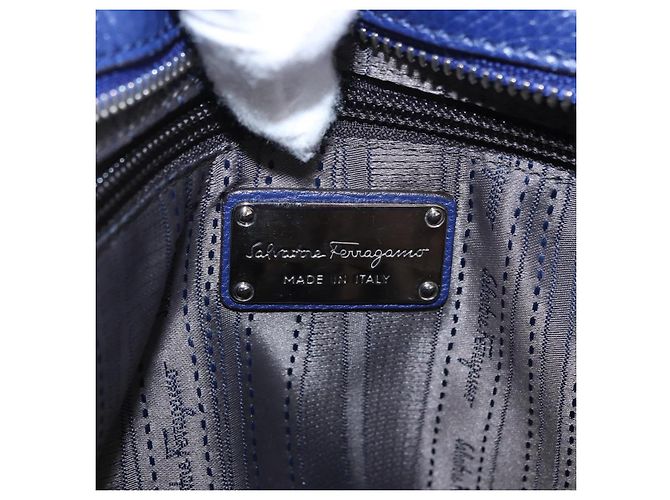 Salvatore Ferragamo Sofia Satchel Leather Medium Blu - vista 7