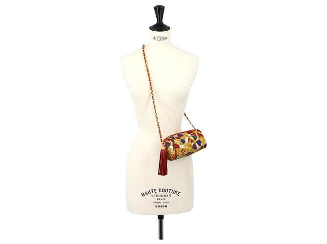 Borsa a tracolla Chanel Matelassé Rosso Multicolore - vista 10