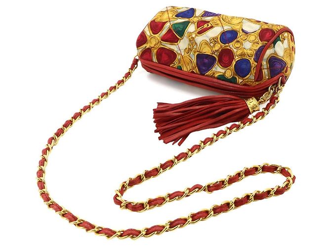 Borsa a tracolla Chanel Matelassé Rosso Multicolore - vista 5