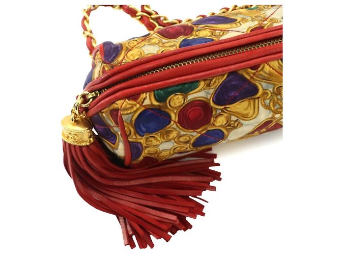 Borsa a tracolla Chanel Matelassé Rosso Multicolore - vista 9