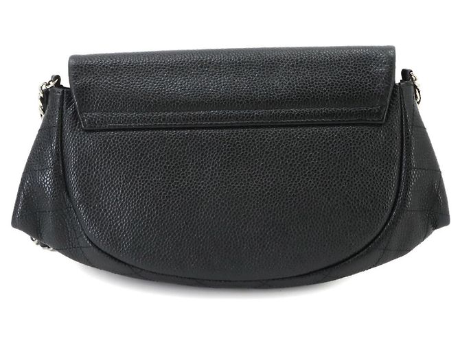 Portafoglio a catena mezza luna Chanel in pelle di vitello martellata nera Nero - vista 3
