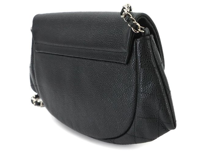 Portafoglio a catena mezza luna Chanel in pelle di vitello martellata nera Nero - vista 4