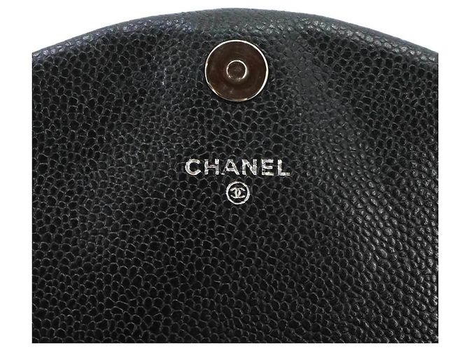 Portafoglio a catena mezza luna Chanel in pelle di vitello martellata nera Nero - vista 8
