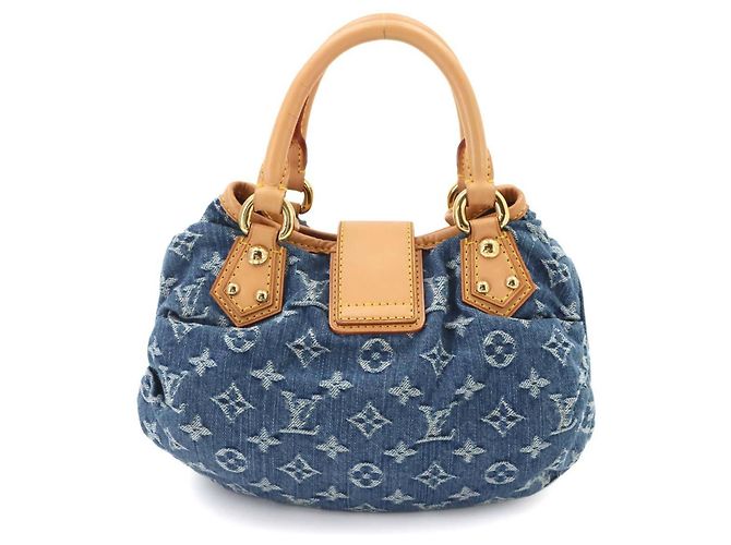 Borsa a mano Louis Vuitton Monogram Denim Pleaty Blu - vista 3