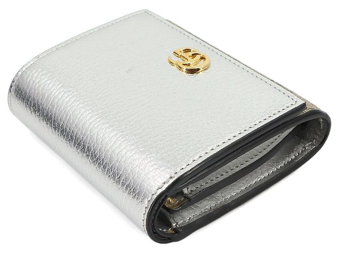 Cartera bi-fold Gucci GG Marmont Plata Beige - vista 4