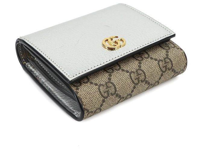 Cartera bi-fold Gucci GG Marmont Plata Beige - vista 5