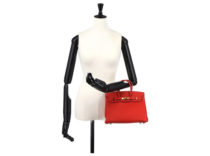 Hermès Borsa Hermes Birkin 25 Togo Geranium Rosso - vista 10
