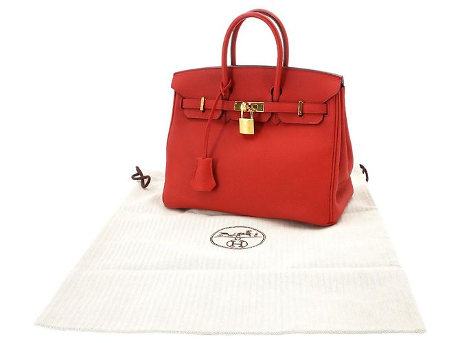 Hermès Borsa Hermes Birkin 25 Togo Geranium Rosso - vista 2