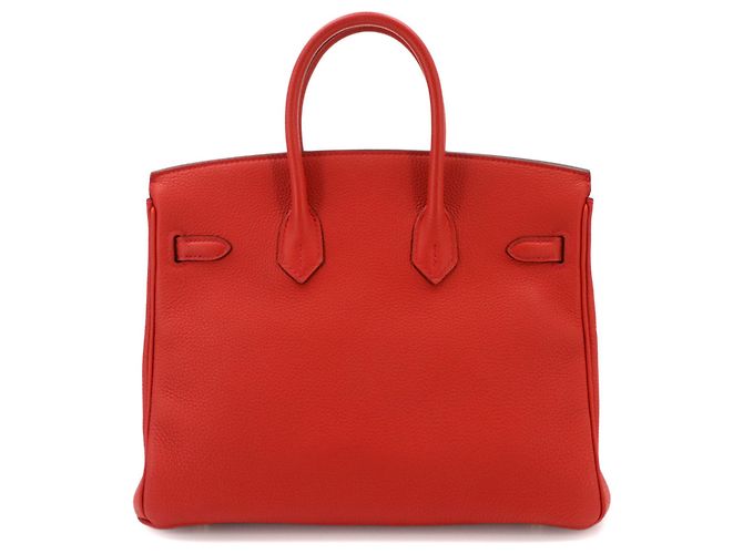 Hermès Borsa Hermes Birkin 25 Togo Geranium Rosso - vista 3