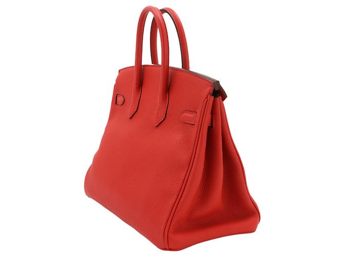 Hermès Borsa Hermes Birkin 25 Togo Geranium Rosso - vista 4