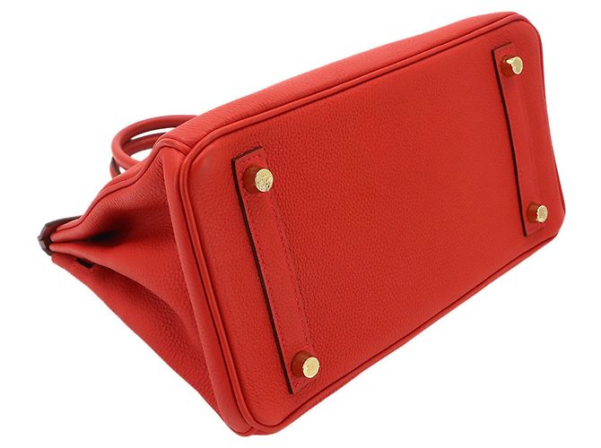 Hermès Borsa Hermes Birkin 25 Togo Geranium Rosso - vista 5
