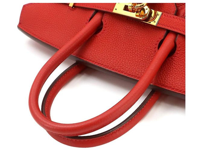 Hermès Borsa Hermes Birkin 25 Togo Geranium Rosso - vista 6