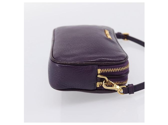 Pochette Miu Miu in pelle con doppia zip Porpora - vista 4
