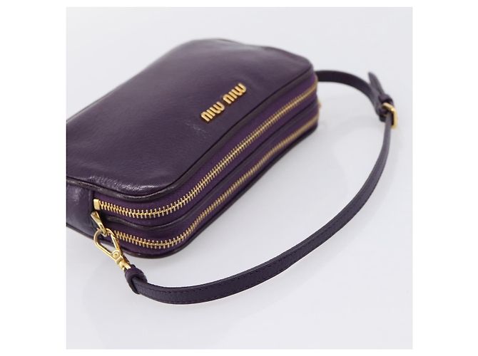 Pochette Miu Miu in pelle con doppia zip Porpora - vista 7