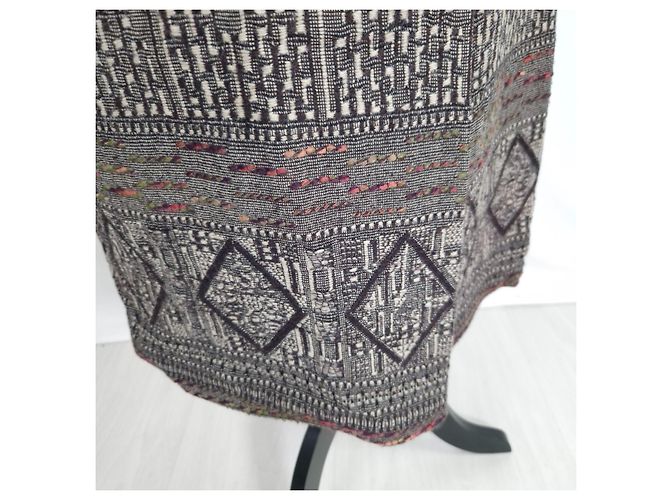 Peserico Falda Midi Estampada de Lana Castaño - vista 10