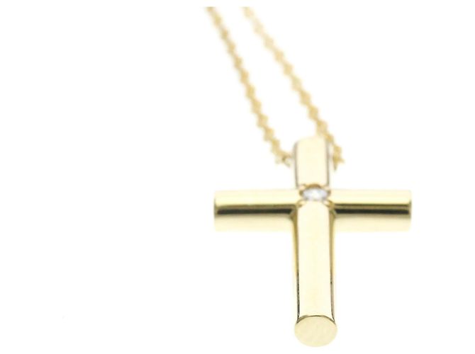 Pendentif Croix Tiffany & Co. Or Jaune 18K avec Diamant Doré - vue 6